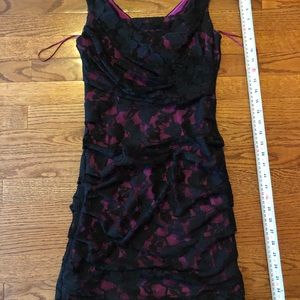 Express black lace with hot pink background